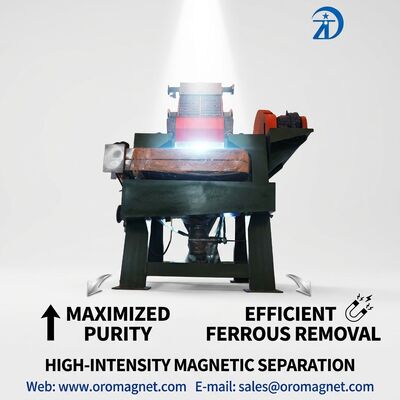 Separador magnético de alta resistência magnética com gradiente elevado, com direção vertical do campo magnético e fácil manutenção para separação