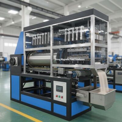 Eficiência de separação até 99% Separador magnético seco com forte intensidade do campo magnético e características personalizáveis