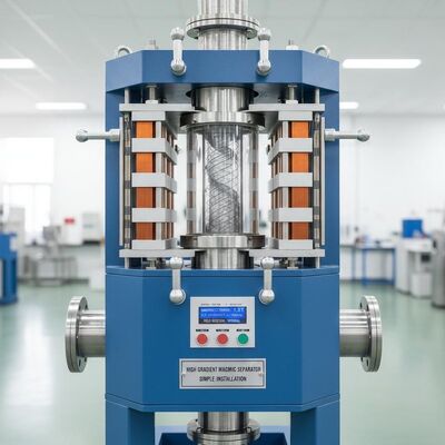 Separador magnético de alta inclinação com direção vertical do campo magnético, de instalação simples e elevada resistência magnética para separação