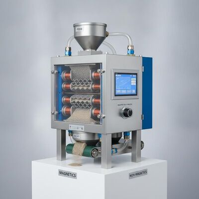 Separador magnético de alto gradiente de fácil manutenção para separação de minerais fracamente magnéticos e partículas finas. Força do campo magnético 000 Gauss