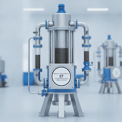 Forma estrutural vertical separador magnético úmido intensidade do campo magnético 5T temperatura abaixo de 60 graus para processamento de minerais