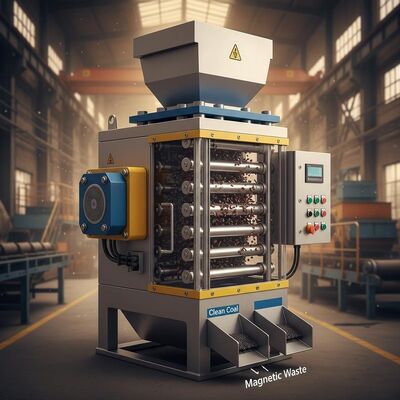 Extractor de partículas magnéticas de fundo 10000-15000Gauss concebido para o processamento de carvão e separação de materiais