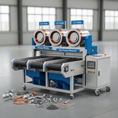 Força do Campo Magnético 0.5 a 1.5 Tesla Sistema Automático de Separador Eletromagnético Garantindo Extração Industrial de Metais