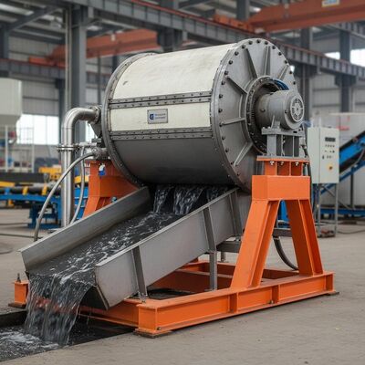 Separador magnético úmido horizontal ou inclinado com estrutura cilíndrica e isolamento categoria E, adequado para o processamento de minerais